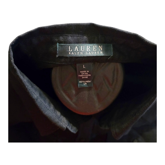 Womens Ralph Lauren 100% Linen Black Button-Up Shirt - Picture 4 of 4